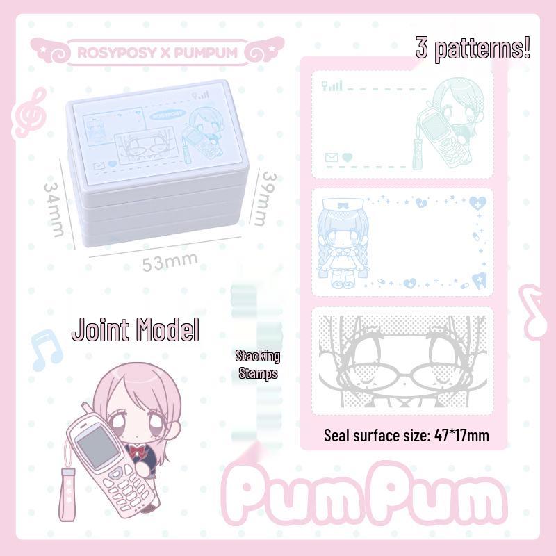 Rosy Posy Multi-Block Rotatable Detachable Stamp for Journaling