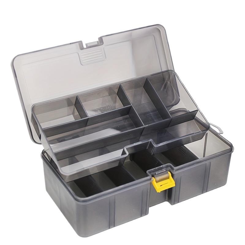FTK 1PC Detachable Transparent Gray Double-layer Luya Box, Storage Box, Fishing Gear Box Gunmetal double layer luthier box