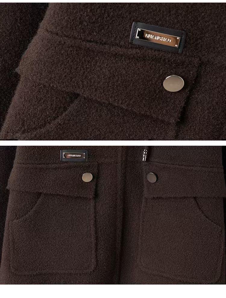 Women's Short Wool Hooded Zip Cardigan Coat - Fall/Winter Fashion Sweater Top