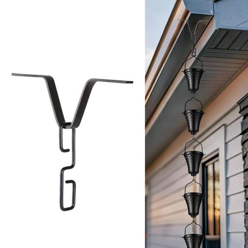 Premium Metall Regenkettenhaken Montagekit Dachrinnen Fallrohr Fitting für Veranda Garten Hof Außen Dekoration