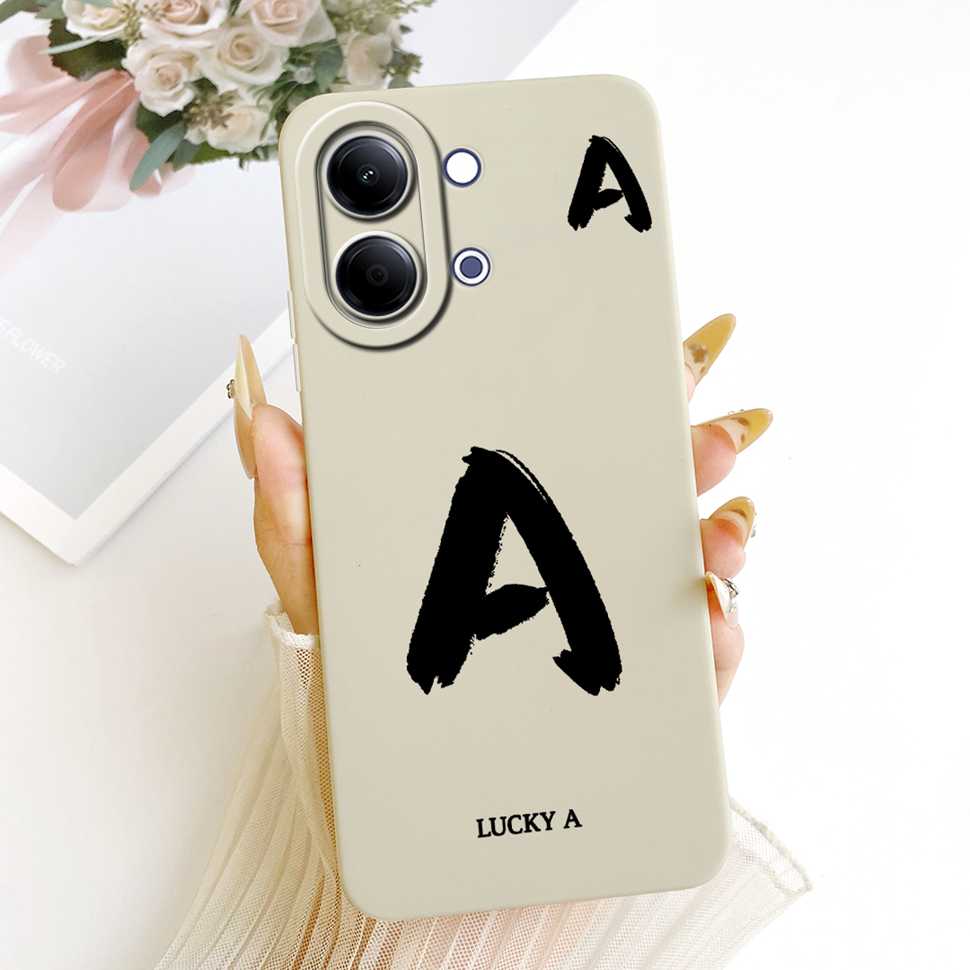 For vivo Y05 4G Case Fashion Simple Letters A-Z Silicone Back Cover For Vivo Y11D VIVO Y05 4G Bumper Phone Cases Shockproof