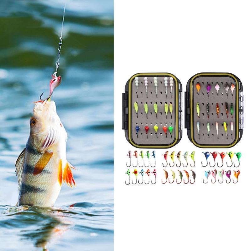 Sinking Metal Jigging Hard Baits Winter Ice Fishing Jig Set Ice Fishing Gear with Box Small Baits Ice Fishing Lure Set