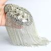 Unisex Punk Fringe Shoulder Board Badge Glitter Rhinestone Tassels Chain Epaulet