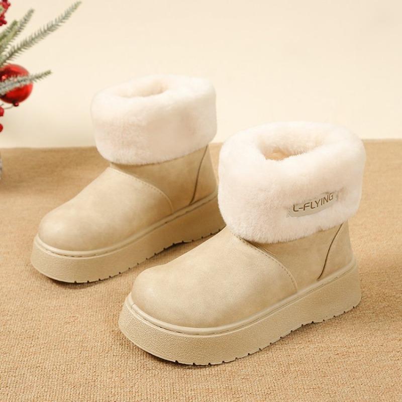 

Winter new thickened fluffy snow boots~ round head thick-soled sleeve lightweight muffin bottom large size short boots cotton boots women 41