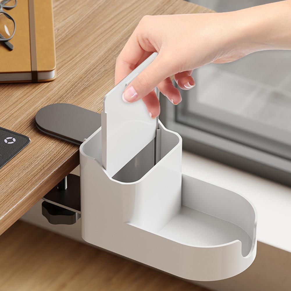 Klemmbares Schreibtischregal Schreibtisch-Seiten-Aufbewahrungsorganizer Einfache Montage Schreibtisch-Becherhalter Abnehmbare Tischmanagement-Schale für Homeoffice