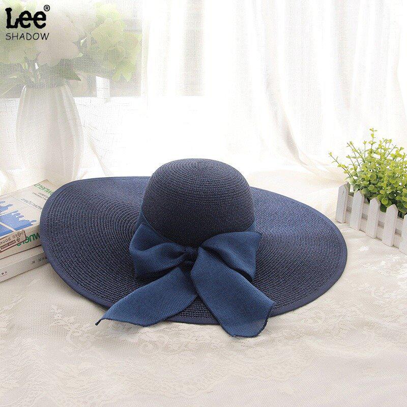 Women's Extra Large Wide Brim Straw Sun Hat with Bowknot - Summer Seaside UV Protection