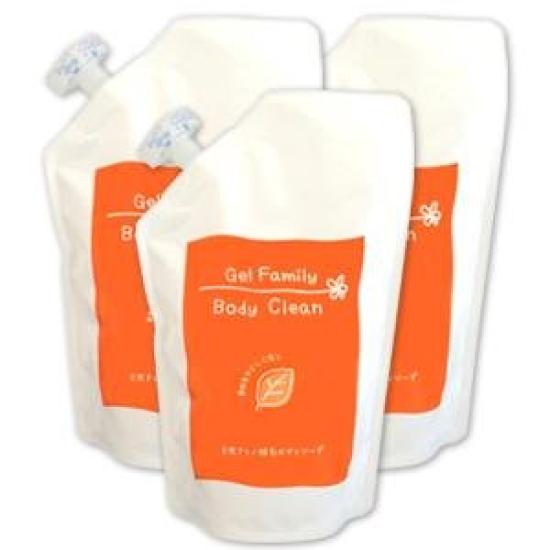 PiNatural Gel Family Body Clean Refill 500ml x 3-Pack (Natural Amino Acid Body Soap)