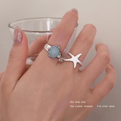 Korean Resin Oval Open Ring Niche Simple High Sense Index Finger Ring Light Luxury Fashion Versatile Jewelry