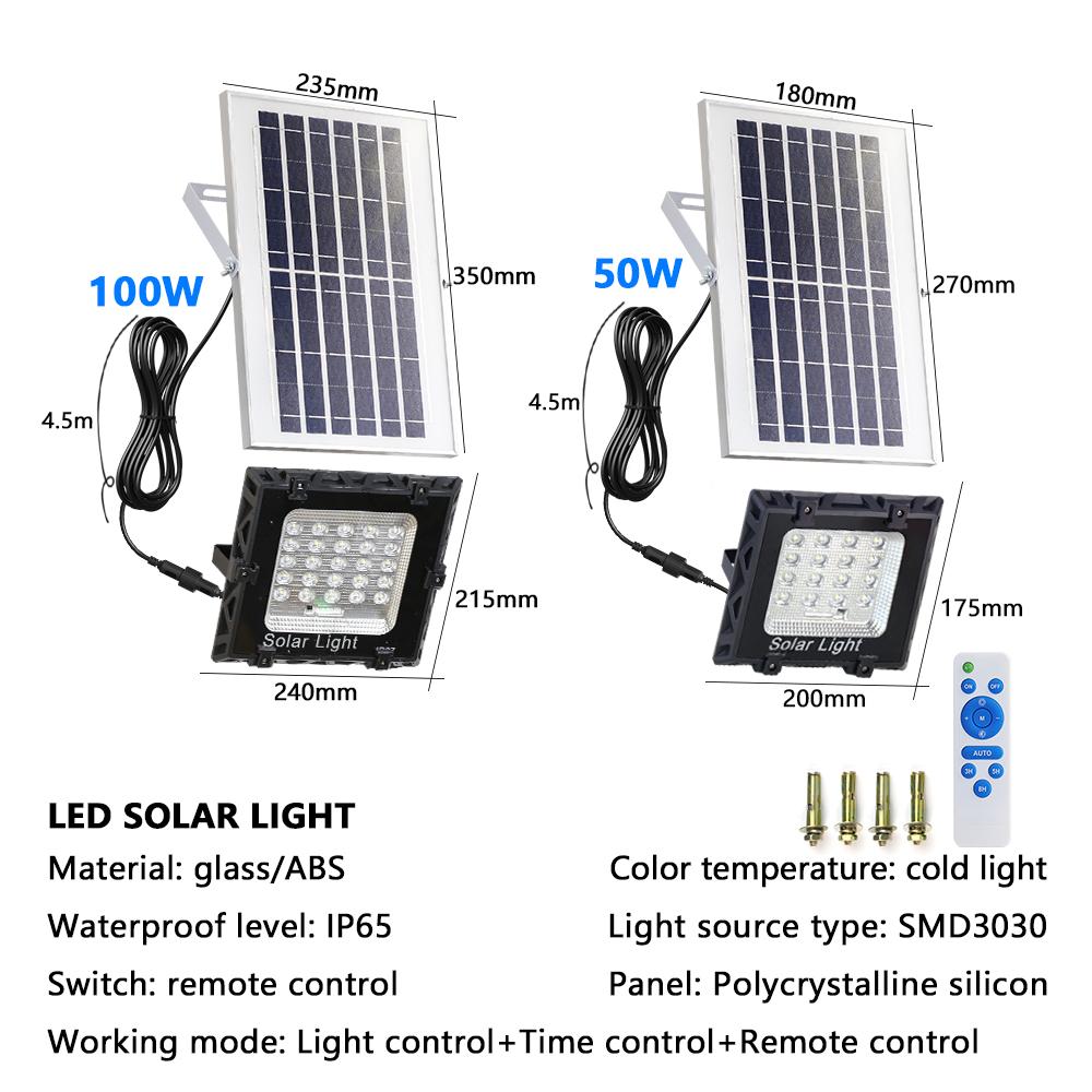 Christmas Decorations 2024 LED Outdoor Solar Lamp Waterproof Garden LED Solar Light 50W 100W Sunlight External Solar Lamp Modern
