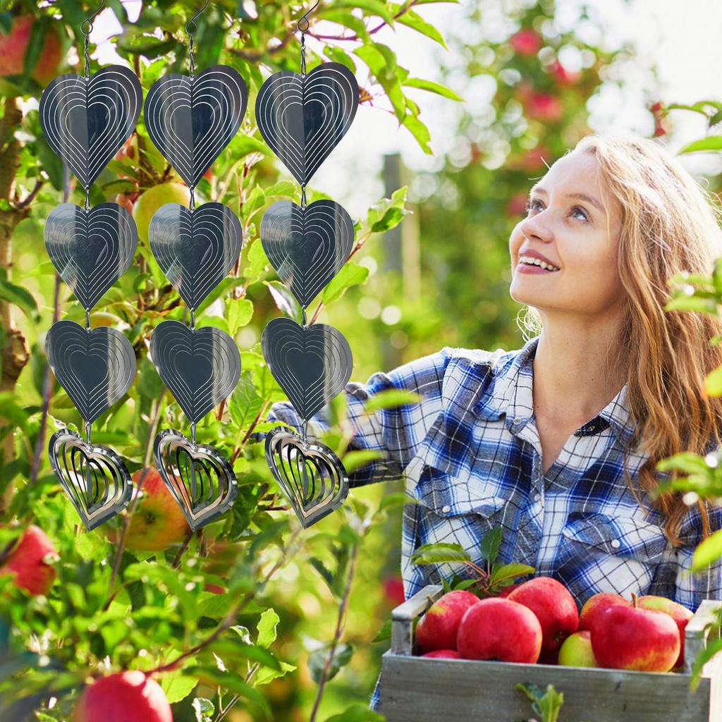 Garden Orchard Rotating Wind Chime Stainless Steel Mirror Wind Turn Creative Pendant
