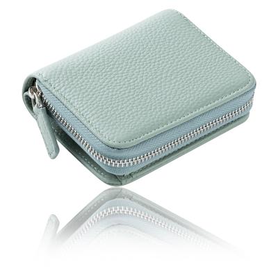 OTSUTOTSU Women's Compact Genuine Leather Bifold Wallet with Large Capacity, Anti-Skimming, and Fold-Free Bill Hold (Mint Green)