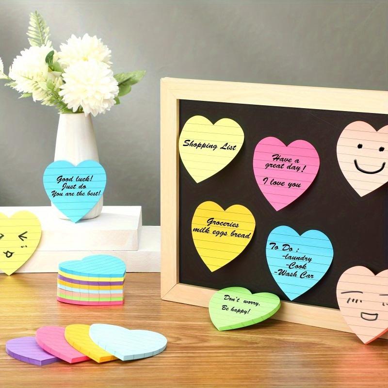 8pads 30sheet/pad Heart-Shaped Lined Sticky Notes - Vibrant Colorful Reminders for Tips, Self-Adhesive Memo Pads