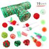 1 Set Christmas Cat Toys Cats Tunnel Rattle Ball Plush Mice Foldable 3-Way Tube Toy Interactive Play And Chew Toys for Indoor Cats And Kittens