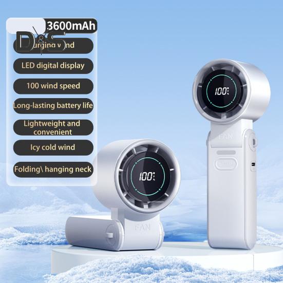 Přenosný ruční chladicí ventilátor s digitálním displejem 10800 ot./min. Silný proud vzduchu Nastavitelný USB dobíjecí mini osobní ventilátor