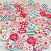 100Pcs Flower Grid Mixed Pattern Wooden Buttons for DIY Sewing Scrapbooking