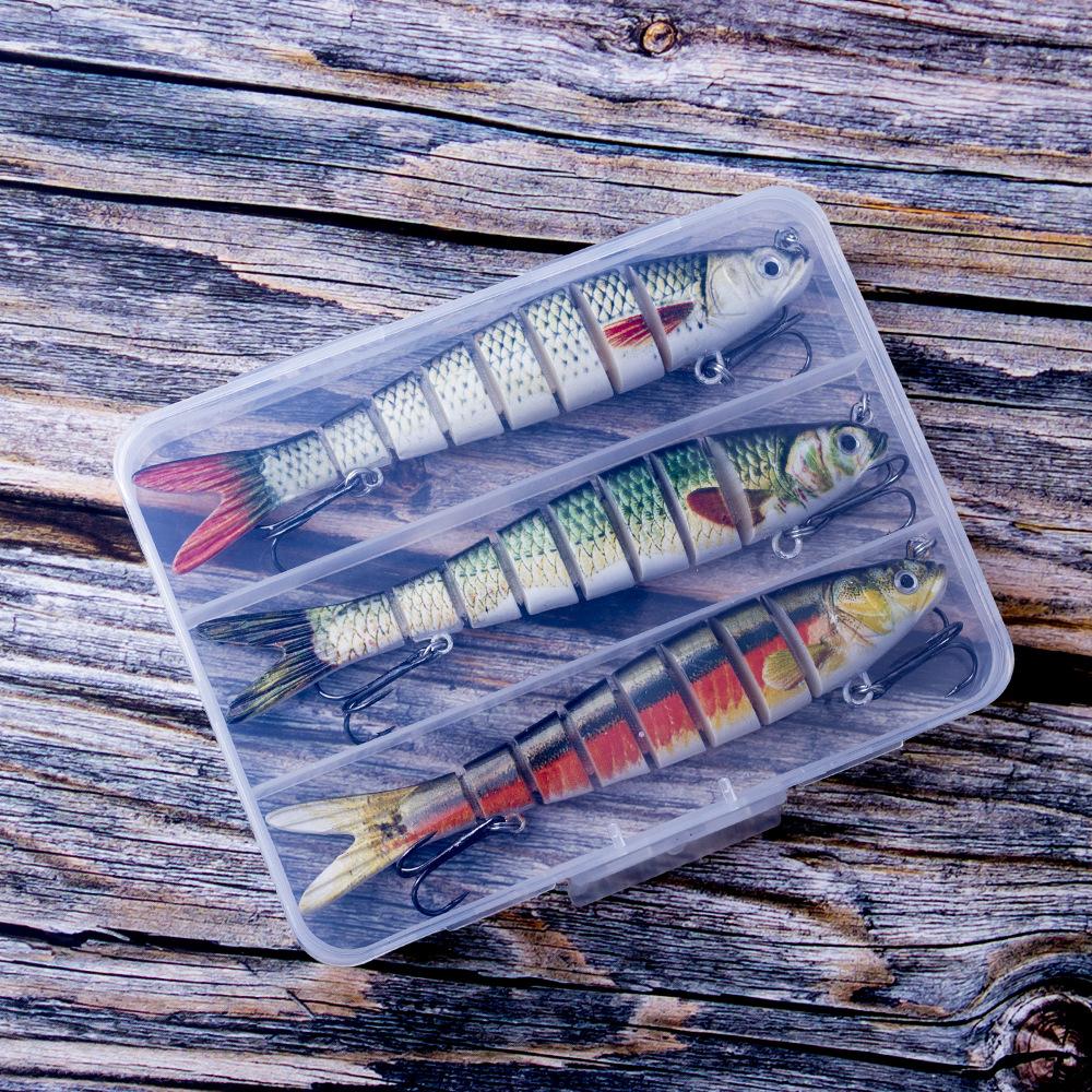 3 Sets Multi-Section Fish Artificial Hard Bait Crank Lure Loach Luya Simulation Bionic Beak Bait Hooks Stainless Steel Boxed