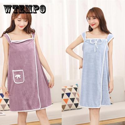 Bath Skirt Female Adult Sling Bath Skirt Coral Velvet Soft Absorbent Household Bath Skirt Can Wear Bath Towel