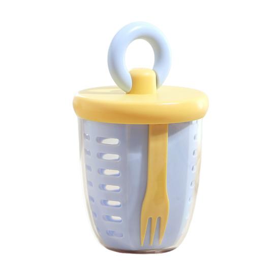 Portable Fruit Salad Container with Fork 650ml Leak-Proof BPA-Free Lunch Box with Strainer Double-Layer Lunchbox for Work Picnic Travel