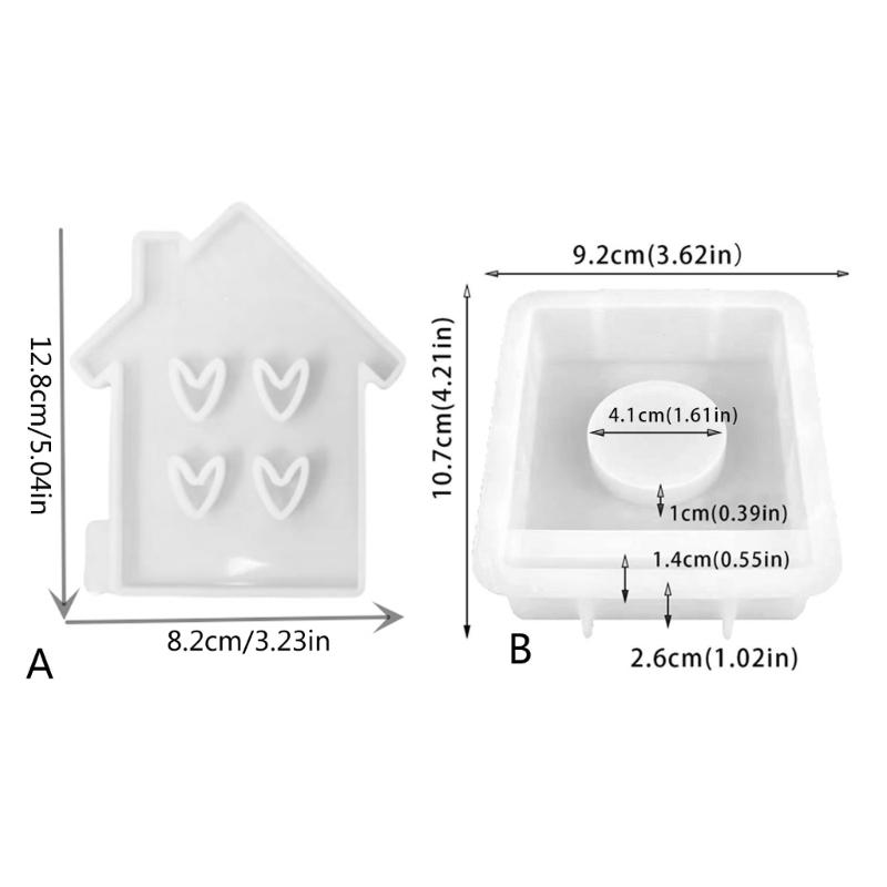Love House Candle Holder Mold with Base for Making Candle Holder Tealight Holder Decorations Gypsum Ornament