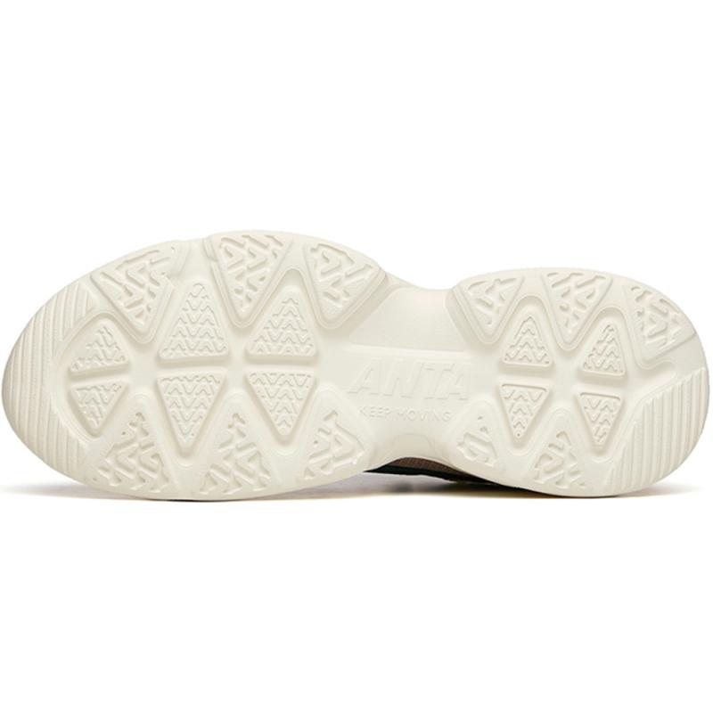 ANTA Chunky Sneakers Men's Low top Light Beige White/Dark Moss Green/Oranges Sneakers 111938822R-17