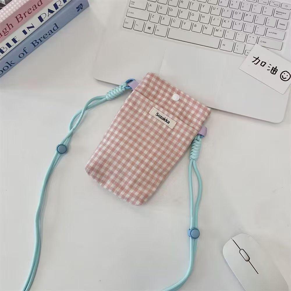 Women's Plaid Mini Crossbody Phone and Card Holder Handbag - Fashionable Casual Shoulder Bag
