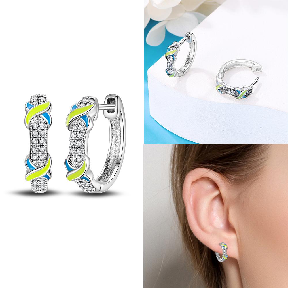 Hoop Earrings 925 Silver Certified Red Bow Heart Zircon Stud Earrings Lady's Anniversary Gift Luxury Jewelry