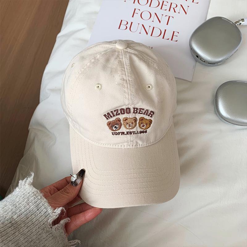 Bear Embroidered Baseball Cap Female Sweet Versatile Sports Cap Couple Student Face Small Hat