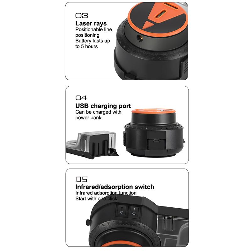 2 In 1 Drill Dust Collector & Laser Level 360° Rotatable Drilling Dust Collector Electric Self-Mounting Vacuum Sucker Drilling