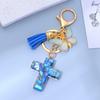 Resin Cross Keychain Butterfly Tassel Pendant