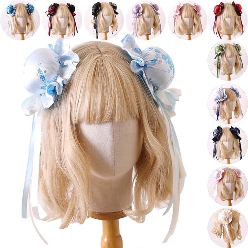 

[AOOKK] bun cover China hair ornament headdress bun hair maker cheongsam clothes cosplay chignon net Vance clip Bun Accessories Odango wig Smaller
