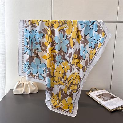 Light Luxury Temperament Simulation Silk High-End Printing Large Square Scarf Silk Scarf Shawl Headscarf Neck Protection Scarf Decorative