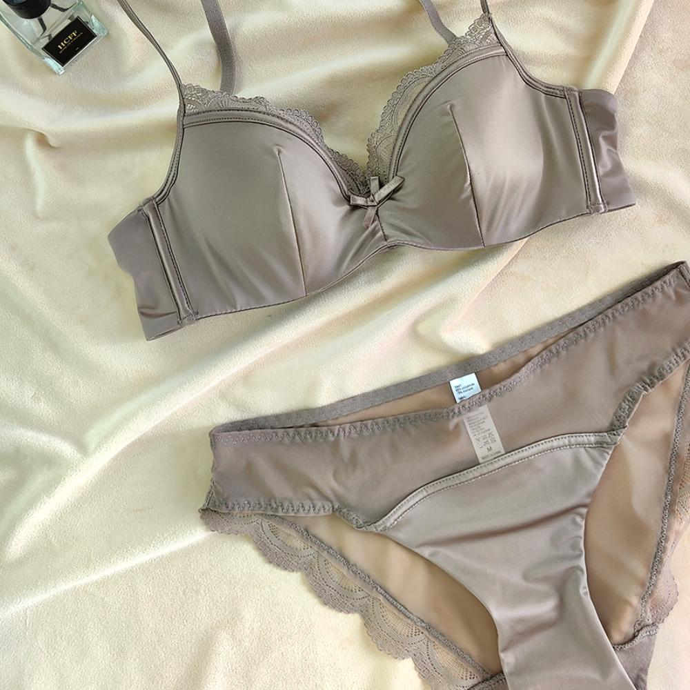 French Thin Cup Lingerie Set Sexy Lace Bras High Quality Women Underwear Wireless Push Up Brassiere Breathable Bras Panties Set