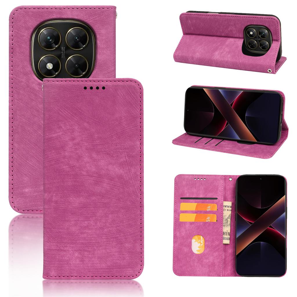 For Xiaomi Redmi Note 14 Pro 5G/Poco X7 5G Case Strong Magnetic Leather Wallet Phone Cover with Striped Texture