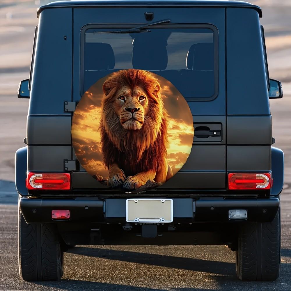 Lion Spare Tire Cover Durable Polyester Wheel Protector for SUV Truck Outdoor Scenarios