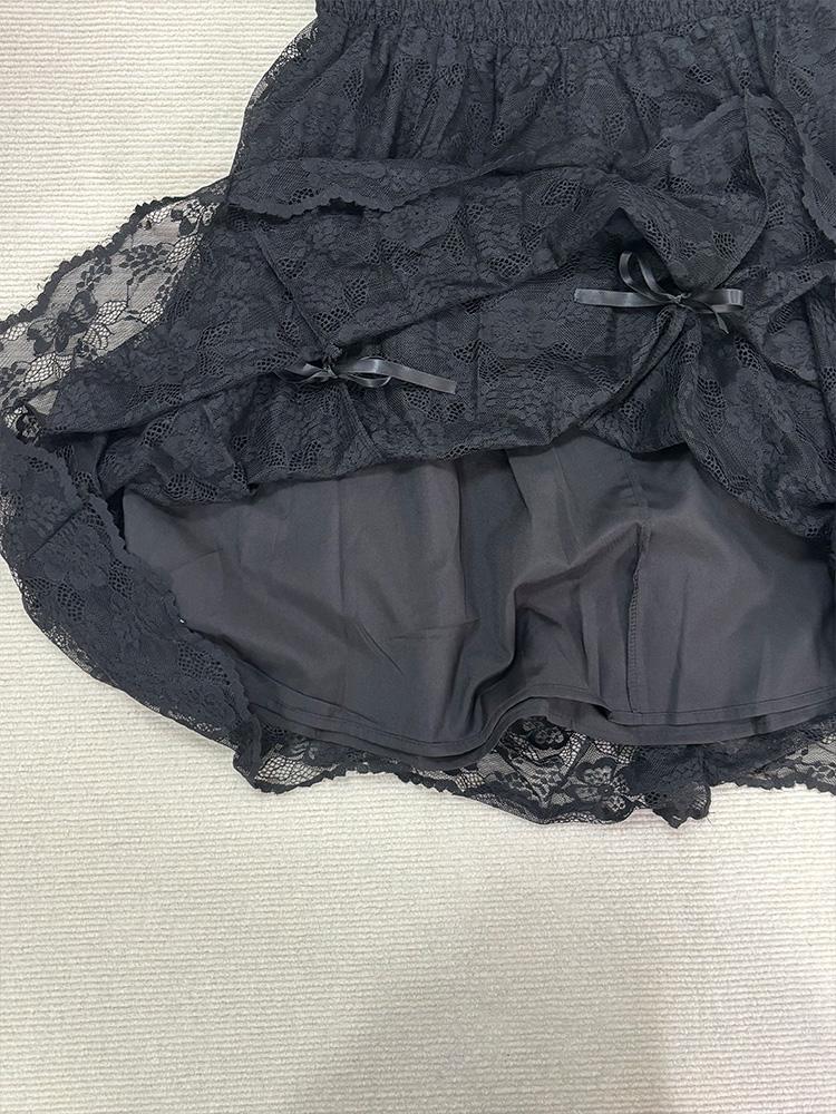 2025 Japanese Vintage Style Strap Dress Women Korean Fashion Black Lace Cami Dresses  Summer Sweet Patchwork New One Piece Dress
