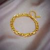 Gold Plated Stainless Steel Double Layer Paperclip Chain Bracelet