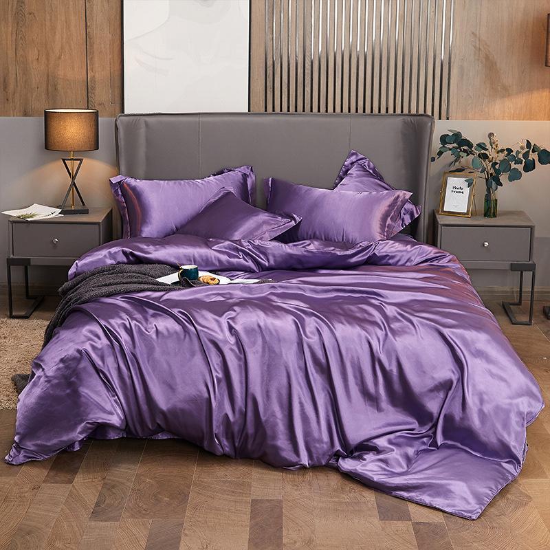 4 PCS Bedding Set Luxury Mulberry Silky Blending Bedding Set Satin Duvet Cover Set High End Single Double Comforter Cover
