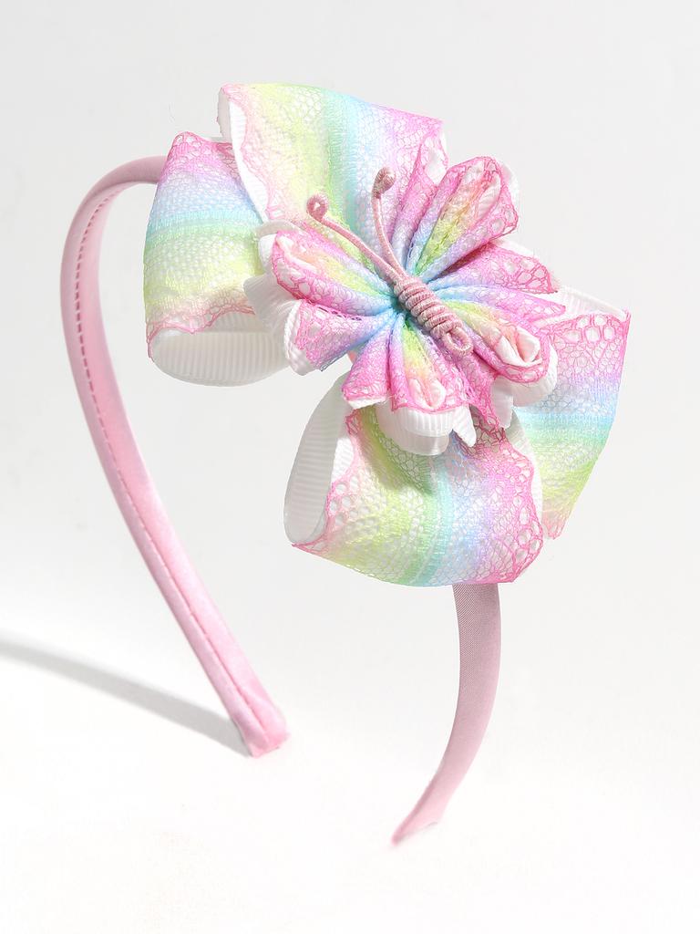 Modische Glitzer-Stern-Stirnbänder für Mädchen Regenbogen-Spitze Haarband Niedliche Schmetterlingsform Haarreif Kinder Party Haaraccessoires