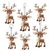 2D Flat Acrylic Elk Pendant Cartoon Deer Car Rearview Mirror Charm Christmas Tree Hanging Decoration for Auto Interior Accessories Holiday Window Wall