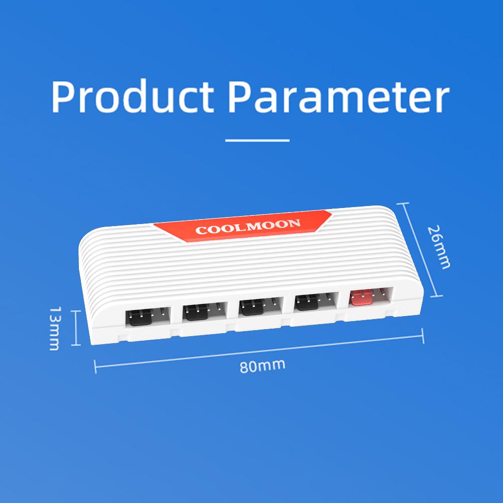 1 To 5 Temperature Controller DC 12V ARGB Controller Splitter Self-Adhesive CPU Fan Splitter for PC Accessories