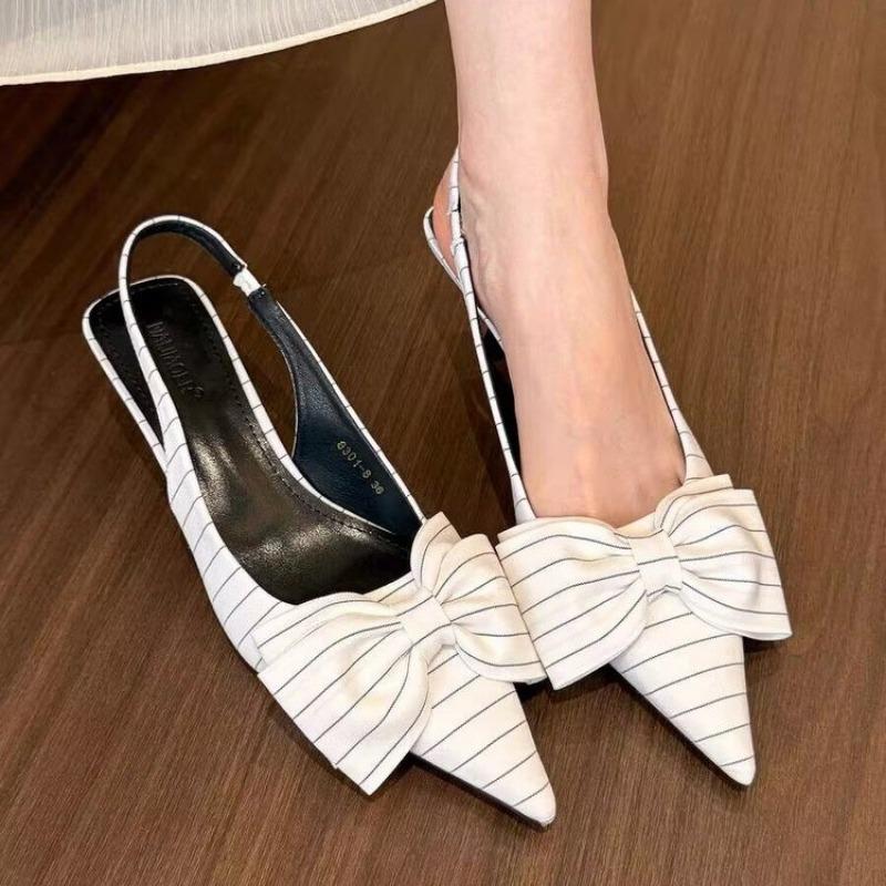 Fashion 2025 Summer High Heel Women Sandals Fashion Butterfly-knot Slip on Singbacks Mules Party Dress Shoes for Ladies Pumps