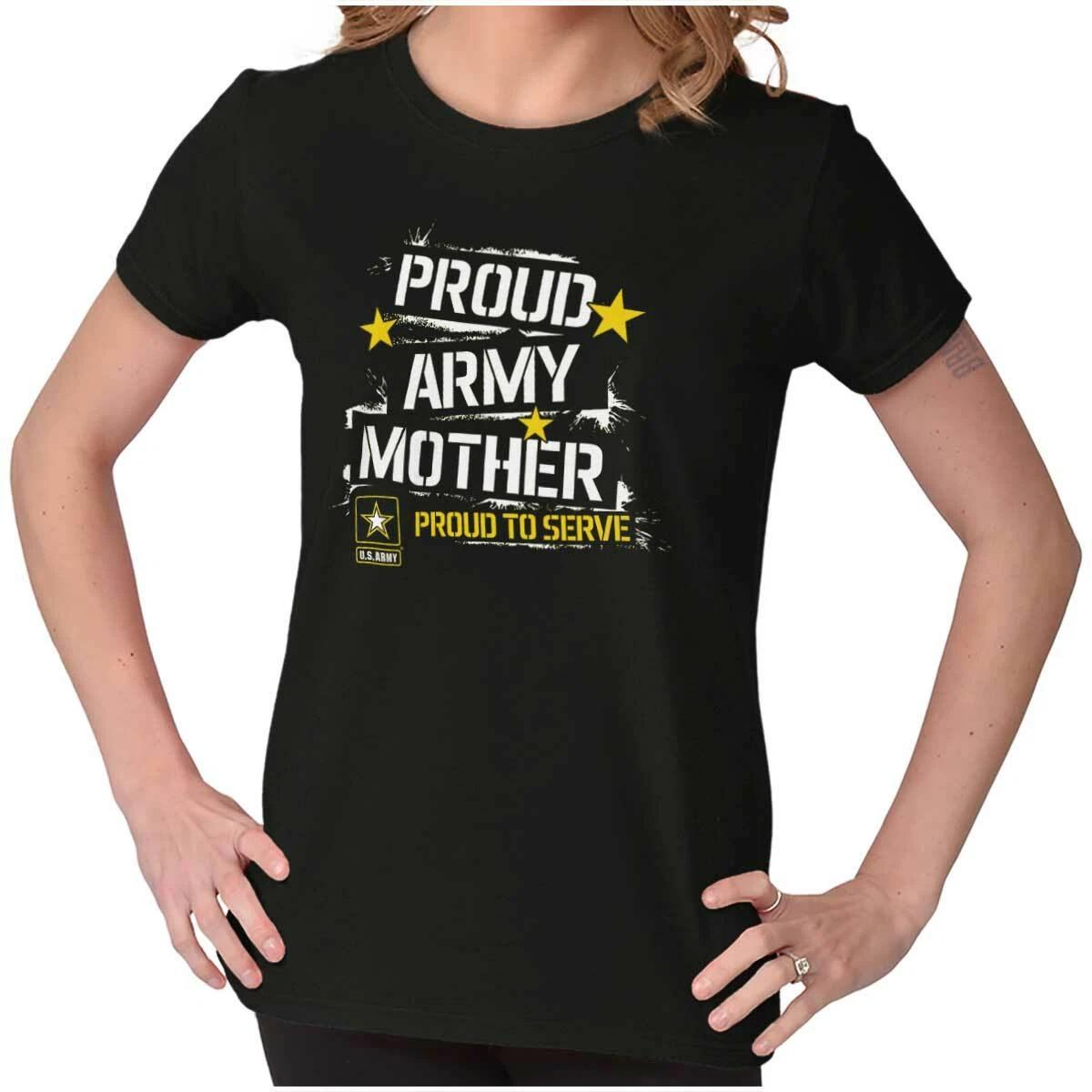 US Army Star Logo Proud Military Mother Mom Womens Top Junior Graphic Tee M