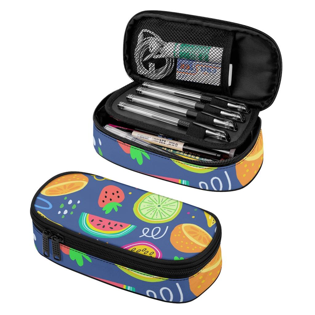 Pencil Case Multi Compartment Smooth Zipper Durable 300D Polyester with Mesh Pocket Removable Divider and Pen Slots for Boys Girls