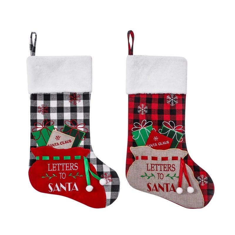Beautifully Crafted Christmas Stocking Candy Bag With Unique Embroidered Details For Festive Decor