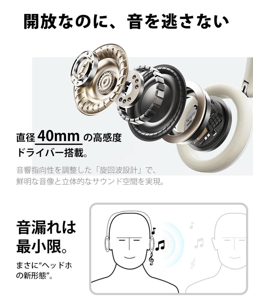 Wireless Bluetooth Up to 28 Hours of with No Ear EQ Mode Compatible with iPhone and Foldable 6.0 Headphones, Open-Ear, Playtime, Mic, Lightweight,