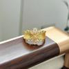 Medieval Vintage Flower Butterfly Brushed Opening Ring Light Luxury Niche Exquisite Zircon High-End Ring Woman