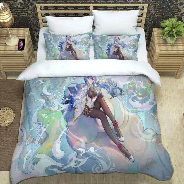 3D Anime Genshin Impact Bedding Set Duvet Cover Bed Set Quilt Cover Pillowcase Comforter King Queen Size Boys Adult Bedding Set