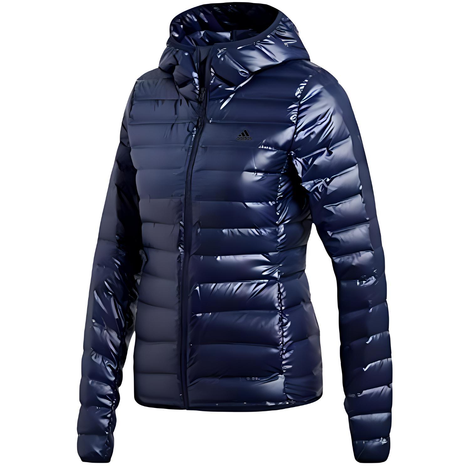 adidas Women s Navy Shiny Hooded Down Jacket CY8744 L