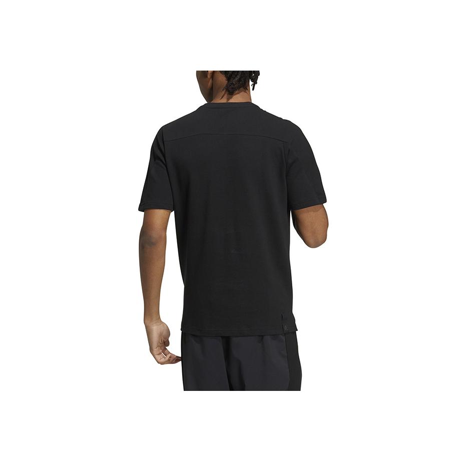 Adidas მამაკაცის შავი, ერთფეროვანი, რეტრო ლოგოთი, გროვდეკოლტეიანი მაისური HE5172