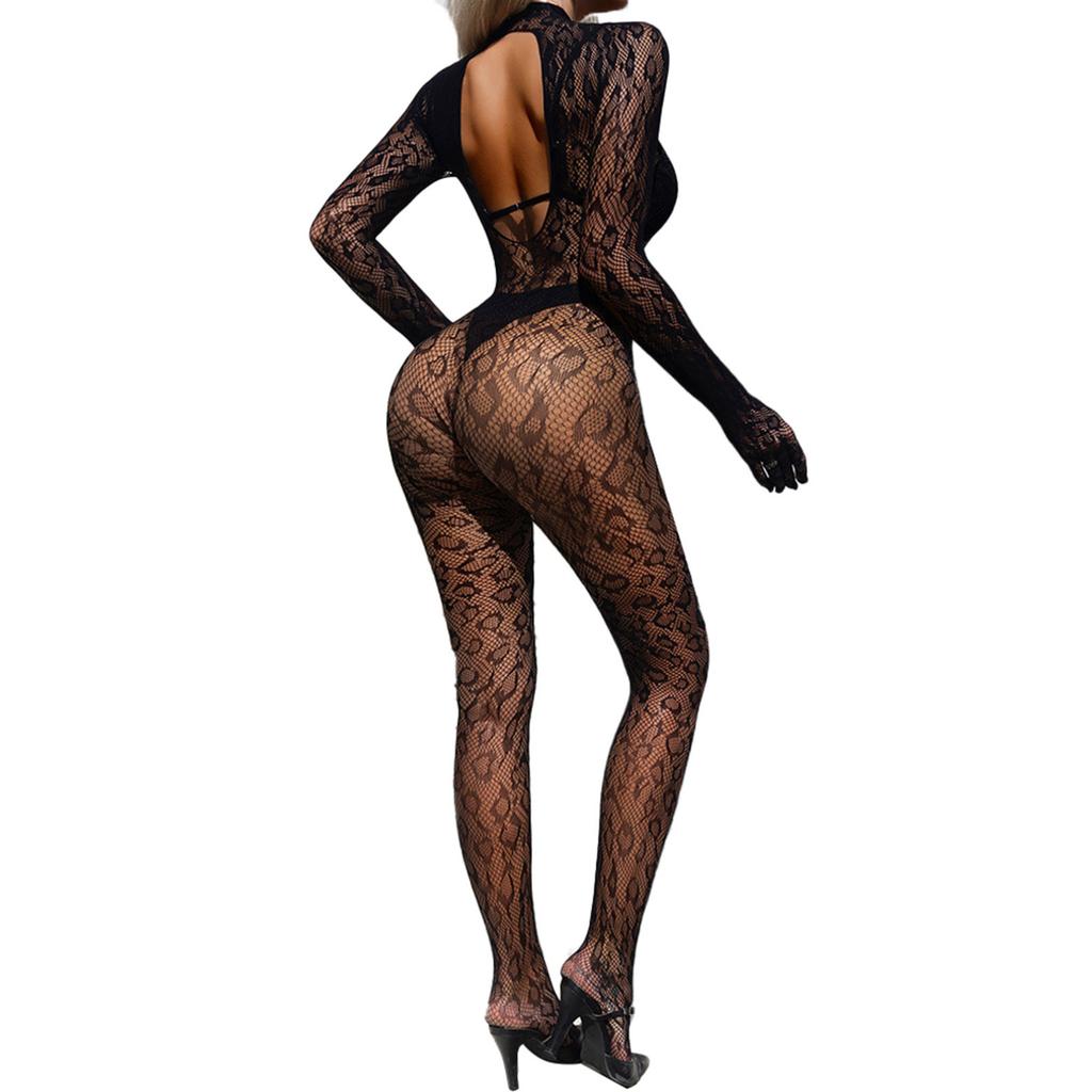 Women's Sexy Fishnet Bodysuit Mesh See-through Lingerie Babydoll Nightgown Fishnet Bodystocking Nightwear